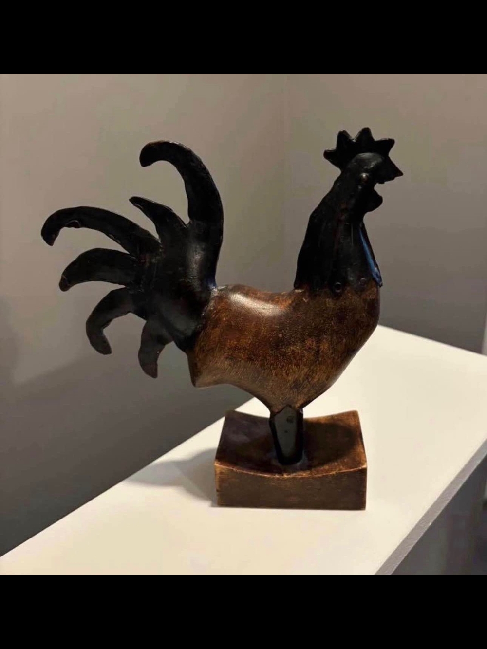 Vintage Metal Wooden Rooster  Sculpture